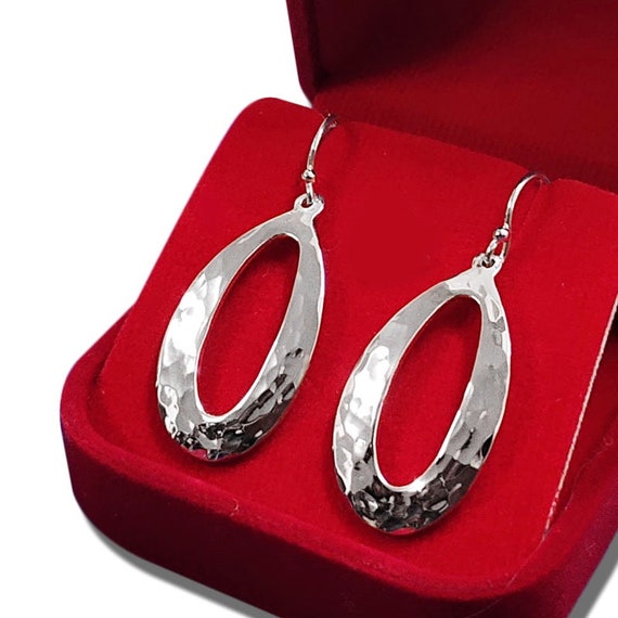 Martellato Doppia Goccia Orecchini Argento Sterling 925 Marcato - Foto 5