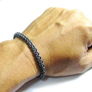 Oxidized Silver Chainmail Sulver Bracelet, 925 Sterling Silver Chain Mail Bracelet, Jen Pind Chainmaille Bracelet, Men Women Silver Bracelet