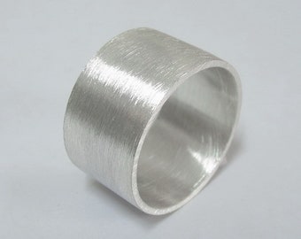 Handmade 925 Sterling Silver Band Ring Brushed Band Silver Ring Wide Silver Ring, Men Silver Ring, Statement Silver Ring
