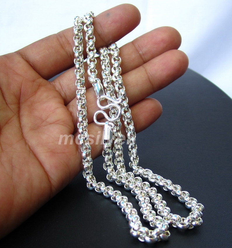 Shiny 5 mm. Sterling Silver Rolo Chain Necklace For Men Etsy