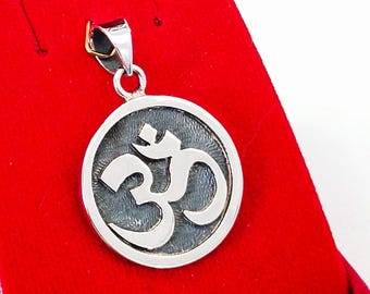 Handmade Large 925 Sterling Silver Ohm Pendant - Silver Yoga Necklace - Spiritual Yoga Jewellery Gift - Ohm Symbol Yoga Namaste Pendant