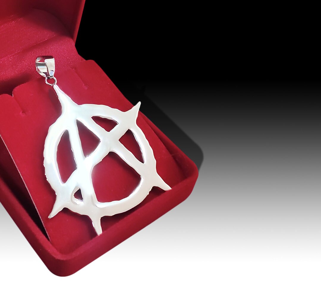 希少 undercover silver925 anarchy necklace Hip Hop ANARCHY pendant Cubic Zirconia Cuban Choker Chain