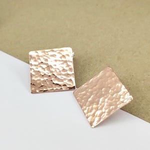 Orecchini in rame martellato da 34 mm - Orecchini semplici geometrici in argento sterling 925 - Gioielli con orecchini fatti a mano - Regalo per anniversario di matrimonio
