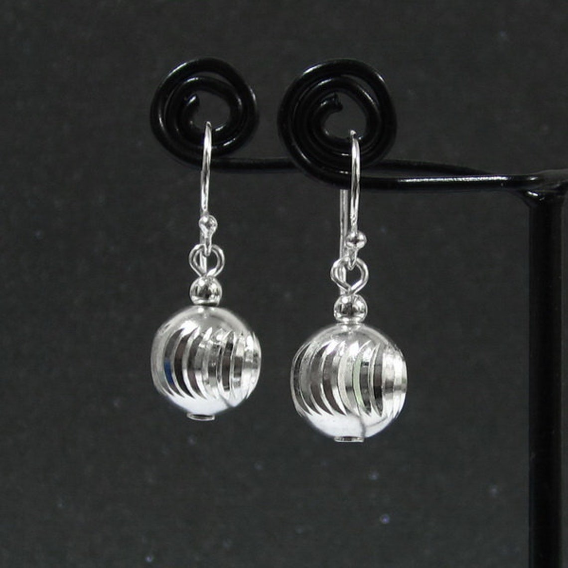 10 mm. Silver Ball Earrings 925 Sterling Silver Ball Dangle Etsy