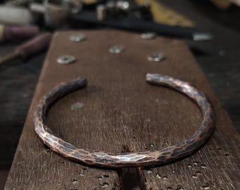 Hammered Solid Pure Copper Cuff Bracelet - Oxidzed Cuff Bangle - Hand Forged Cuff Bracelet - Boho Copper bracelet - Handmade Copper Jewelry