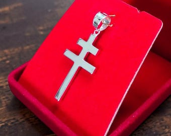 Christian Cross Necklace 925 Silver - Protection Faith Jewelry - Minimalist Religious Gift for Men Women
