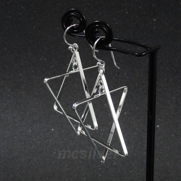 3D Silver Star Of David Earrings 925 Sterling Silver Dangle Earrings Evil Eye Magen David Jewish Gift For Women Kabbalah Jewelry