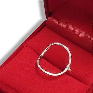 Minimalist 925 Sterling Silver Open Oval Ring – Handmade 925 Silver Dainty Ring, Modern Everyday Jewelry, Silver Simple Ring Gift for Her