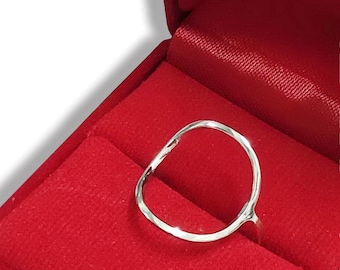 Minimalist 925 Sterling Silver Open Oval Ring – Handmade 925 Silver Dainty Ring, Modern Everyday Jewelry,  Minimalist Dainty Jewelry