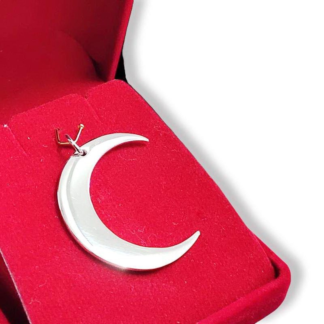 925 Sterling Silver Crescent Moon Pendant – Polished Silver Moon ...