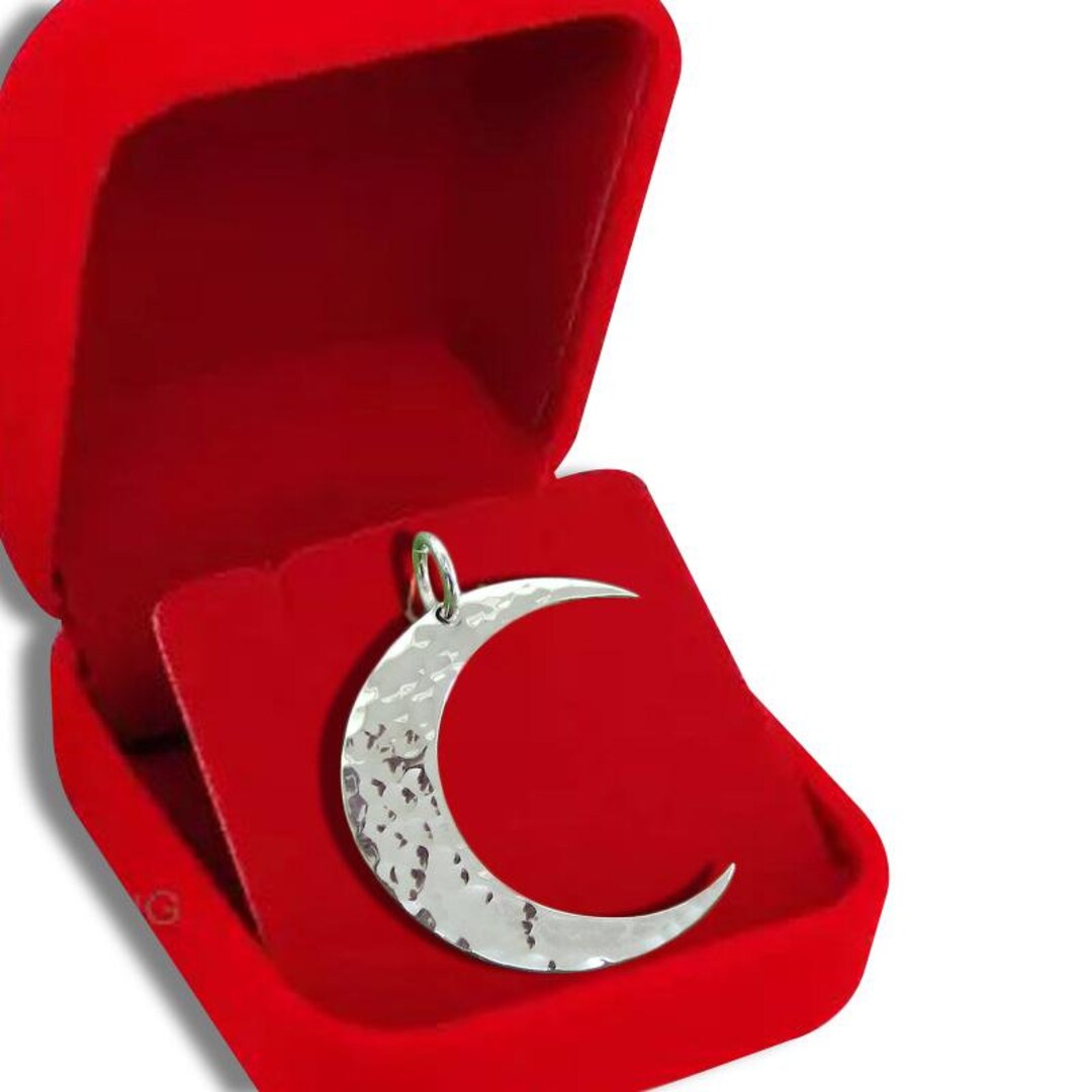 Hammered Silver Crescent Moon Necklace – Handmade 925 Sterling Silver ...