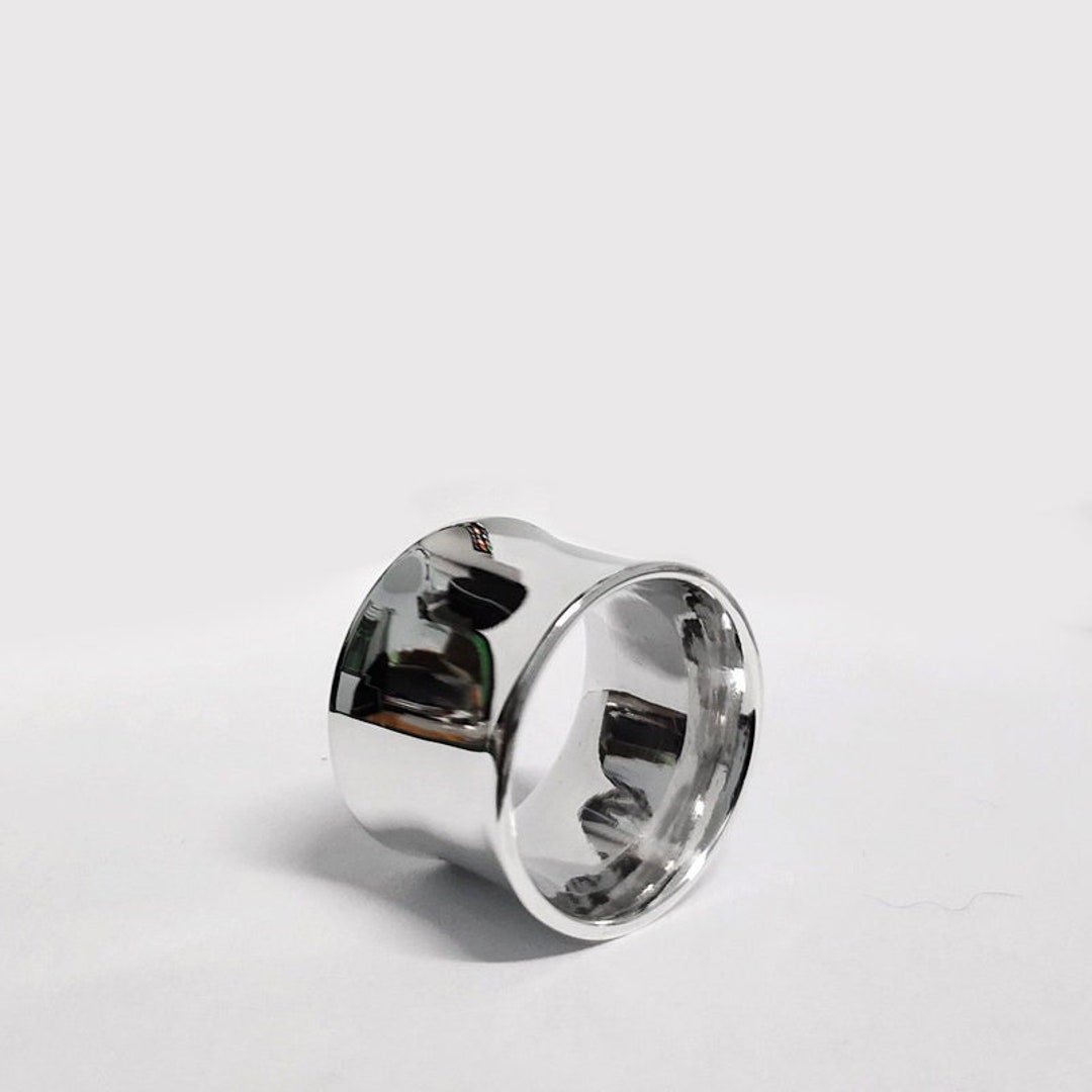 Concave Sterling Silver Ring, 15mm Wide Band Silver Boho Ring ...