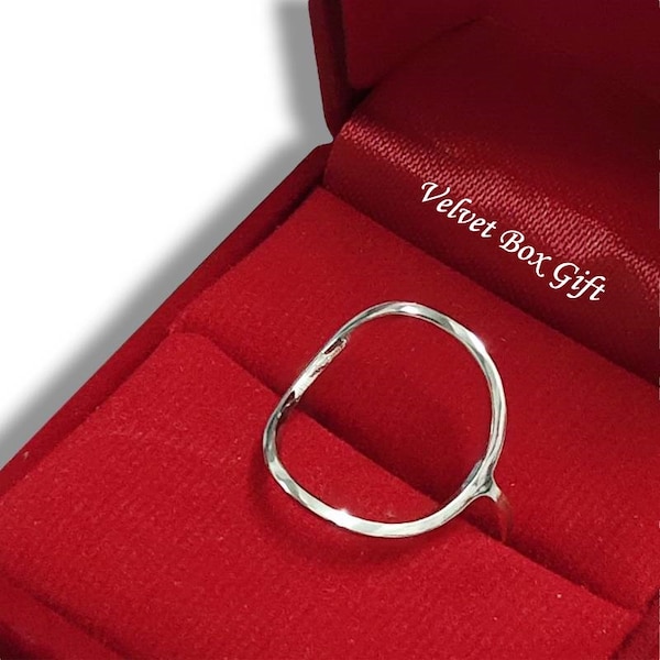 Handgemaakte 925 sterling zilveren open ovale RIng Karma zilveren ring minimalistische zilveren ring handgekraakte sieraden sierlijke zilveren ring gepersonaliseerde gift