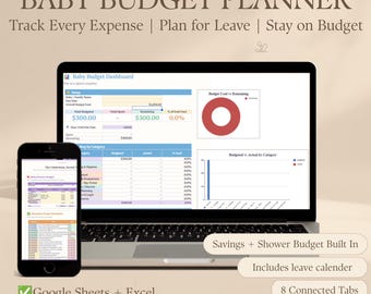 Babybudgetplanner | Kostenoverzicht, spaargeld, verlofcalculator (digitale download)