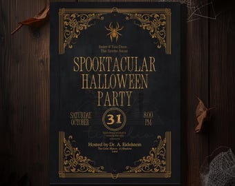 Uitnodiging voor een Halloweenfeest — Bewerkbare Canva-sjabloon