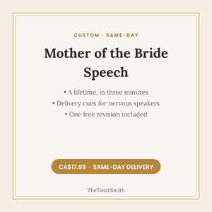 Discurso personalizado para la madre de la novia, brindis de boda personalizado basado en vuestras historias, PDF disponible el mismo día. imagen 1