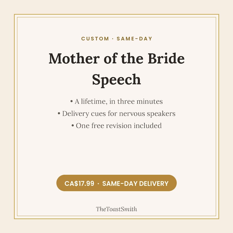 Discurso personalizado para la madre de la novia, brindis de boda personalizado basado en vuestras historias, PDF disponible el mismo día. imagen 1