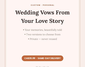 Custom Wedding Vows From Love Story, Romantic Funny Help (Same Day Delivery)