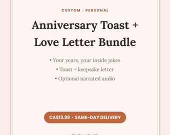 パーソナライズされた記念日の乾杯メッセージ＋ラブレターセット（PDF）