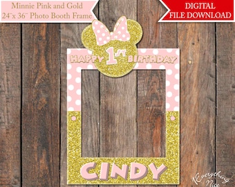 Minnie Mouse Pink and Gold 24"x 36" Digital Photo Booth Frame Printable Digital Download