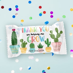Thank You For Helping Me Grow | Teacher Staff Appreciation | Rice Krispy Wrapper Printable