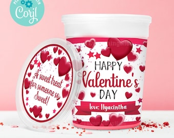 Valentines Valentine Happy Hearts Day Editable DIGITAL DOWNLOAD Birthday 2oz Cotton Candy Tub Label Printable