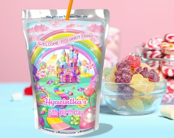 Pastel Editable DIGITAL Instantánea DESCARGA Candyland Tema Jugo Etiquetas Cumpleaños Baby Shower Fiesta Imprimible 013