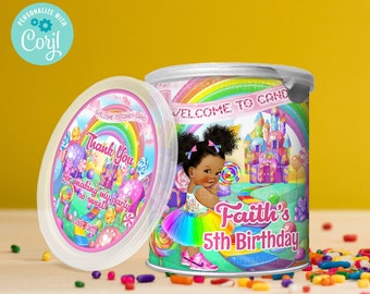 Editable Candy Land Candyland Candy Girl Theme | Potato Chips Can Label Instant Digital DOWNLOAD Birthday Printable