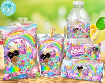 Editable Candy Land Candyland Candy Girl | DIGITAL DOWNLOAD Birthday Party Printable Labels Bundle Deal Set 2