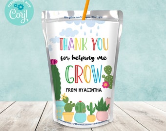 Thank You For Helping Me Grow | Teacher Staff Appreciation | Juice Pouch Label Printable