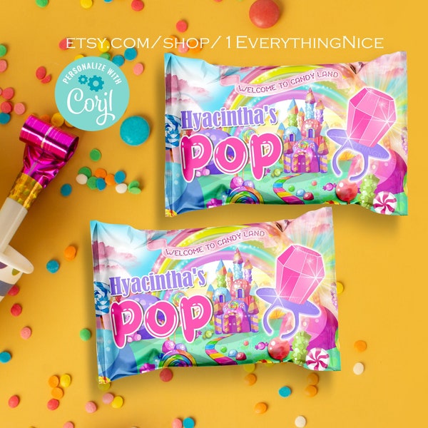 Ring Treats Pastel Candy Land Editable DIGITAL Instant DOWNLOAD Candyland Thème Pop Wrapper Imprimable