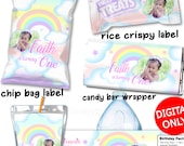 DIGITAL DOWNLOAD Pastel Rainbow and Clouds Theme Birthday Digital Printables Labels Personalized DIY Bundle Il_170x135