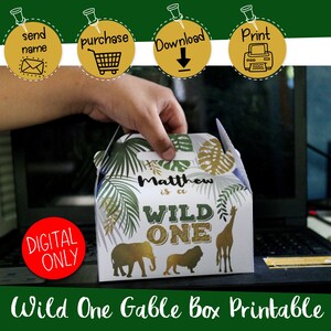 DIGITAL DOWNLOAD Wild One Theme Gable Box Favor Box Digital Printable