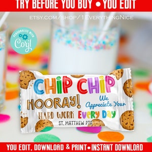 Chip Chip Hooray We Appreciate Your Hard Work Every Day Teachers Faculty Appreciation Krispy Wrapper Instant Digital DOWNLOAD Printable image 1