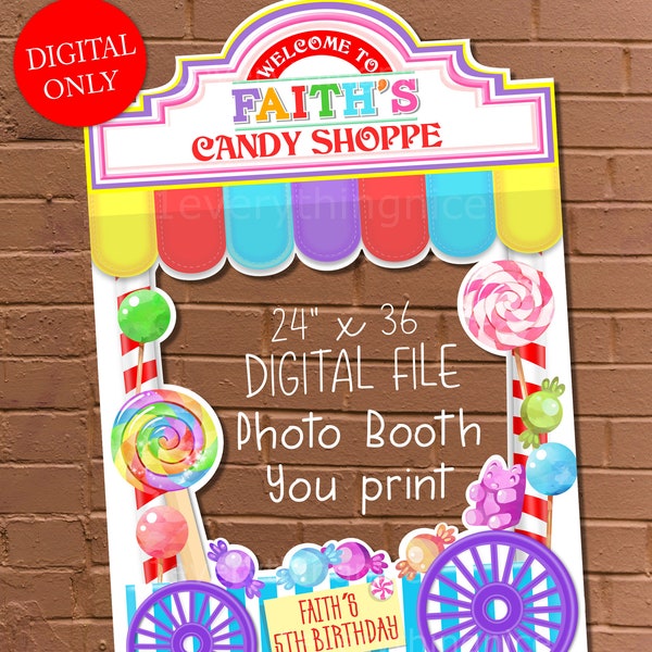 DIGITAL DOWNLOAD Sweet Candy Shoppe Bright Colors Theme 24" x 36"  Happy Birthday Photo Booth Frame Digital Download