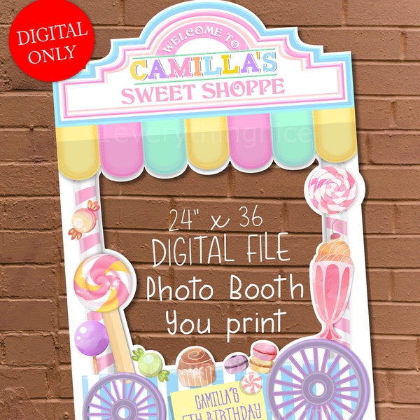 DIGITAL DOWNLOAD Sweet Candy Shoppe Pastel Theme 24" x 36"  Happy Birthday Photo Booth Frame Digital Download