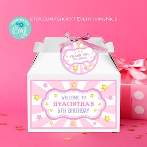 Instant Download Carnival Circus Editable | Pink Pastel Girl Colors | DIGITAL Theme Gable Box Label Printable