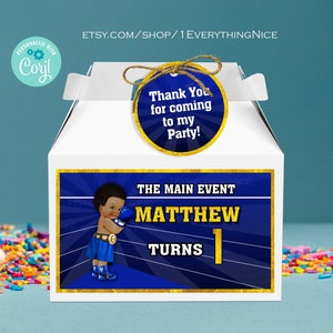 Boxing Little Baby Boy Boxer Little Champ The Main Event 5.75 x 3.25 Gable Box Label Instant Digital Download Printable image 1