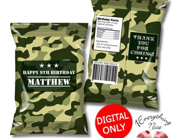 DIGITAL DOWNLOAD Camouflage Army Soldier Theme Chip Bag Labels Printable Digital Download