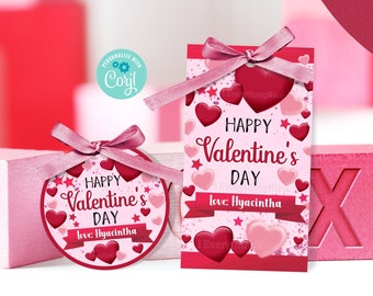 Valentines Valentine Day Theme Favor Gift Tags Editable DIGITAL Download Printable Birthday Party Teacher Staff Team PTO PTA Coworker