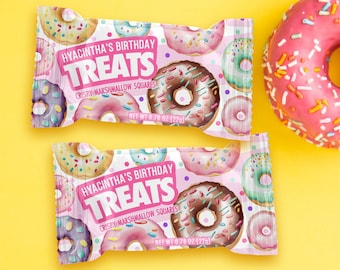 Donuts Editable DIGITAL DOWNLOAD Donut Rice Krispy Krispies Treats Labels Wrappers Printable