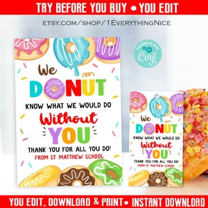 Donut Wissen, wie wir es machen würden | Wertschätzung des Lehrerpersonals | 5x7 Karte & Tag DOWNLOAD Printable