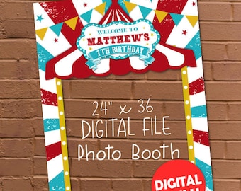 DIGITAL DOWNLOAD Carnival Theme 24" x 36"  Birthday Photo Booth Frame Digital Download