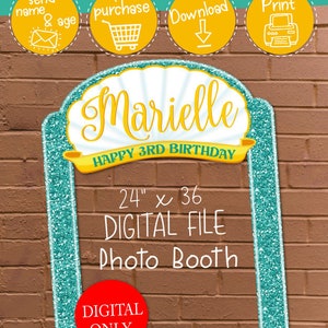 DIGITAL DOWNLOAD Mermaid Theme 24" x 36"  Happy Birthday Photo Booth Frame Digital Download