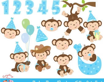 Baby Monkey Clip Art Etsy