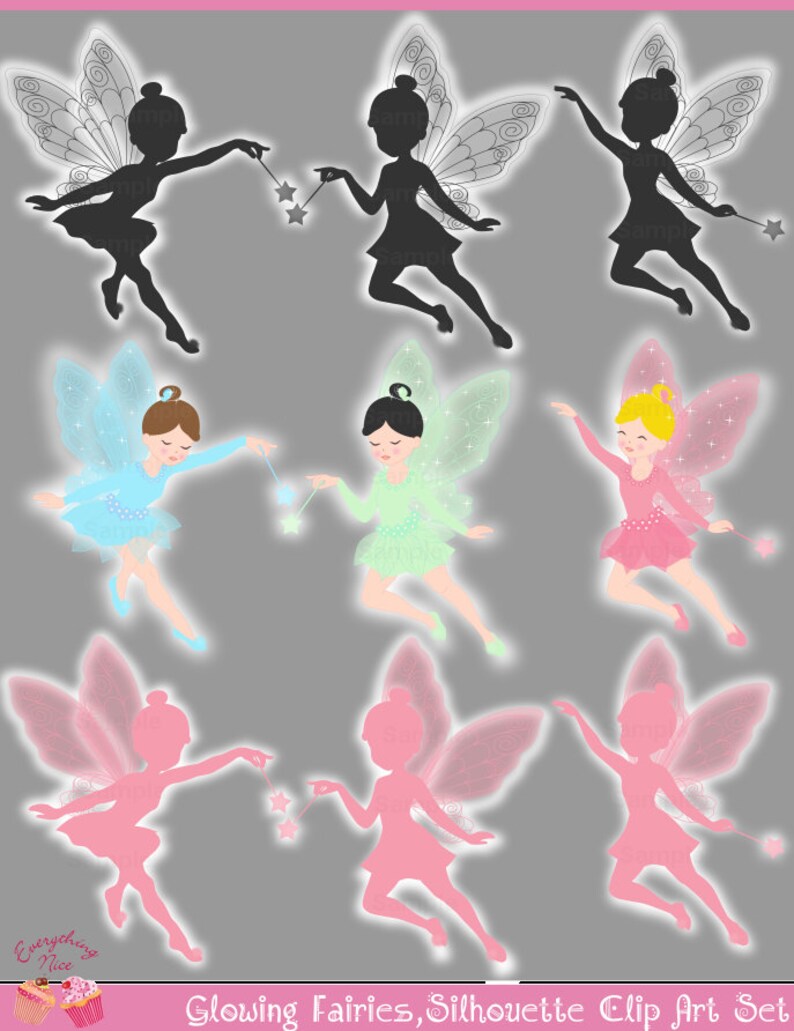 Glowing Fairies Glowing Fairies Pink Black Gray Fairies Etsy