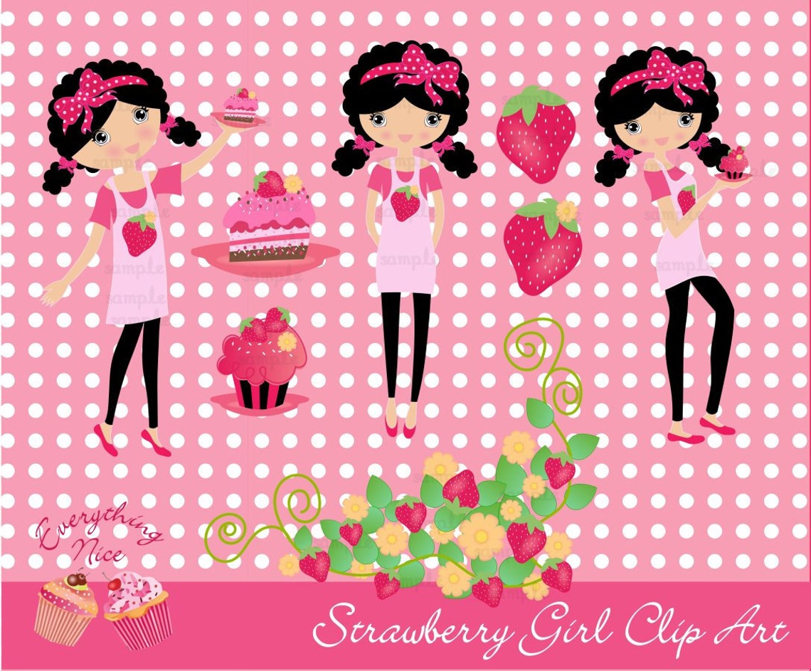 Strawberry Girl Clip Art Etsy