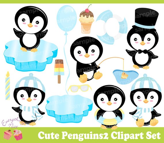 Cute Penguins2 Clipart Set Il_570xn