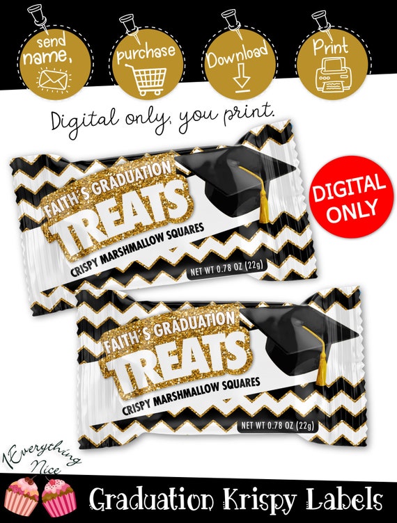 DIGITAL DOWNLOAD Graduation Theme Rice Krispies Krispy Crispy Treats Labels Digital Printable Il_570xn