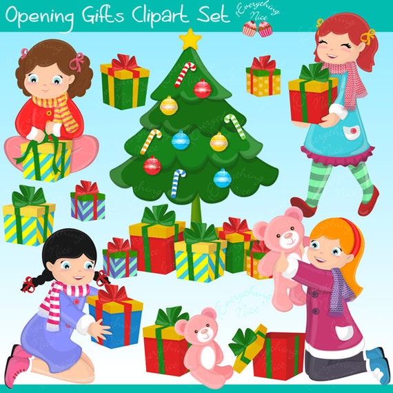 Opening Gifts Clipart Set Il_570xn
